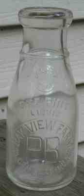 ANTIQUE PINT MILK BOTTLE BAY VIEW FARM SOUTH GOULDSBORO ME EMBOSSED