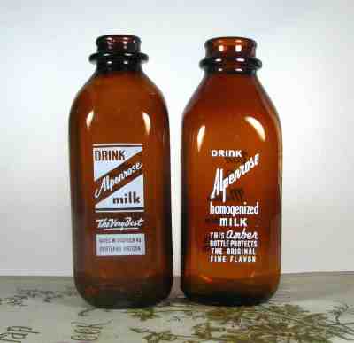 2 dif AMBER Pyro Quart PORTLAND OREGON OR / ALPENROSE DAIRY FARM milk ...