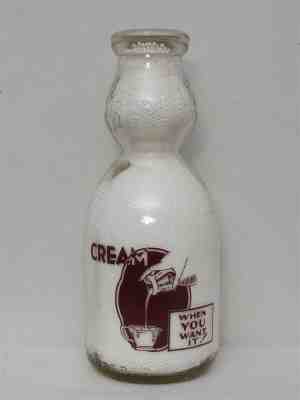 TRPQCT Milk Bottle Highland View Dairy Cumberland RI Grants Mills RI Cream Top