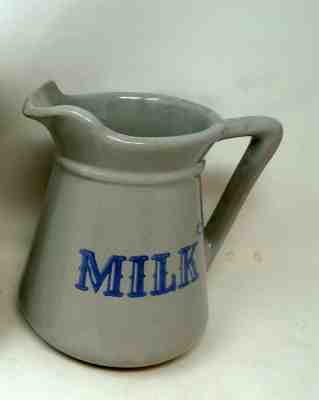 Vintage Prairie Farms LOT 2 Real Milk Cream Pitcher Stonewear Handle   