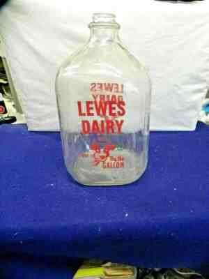 Vintage Lewes Dairy Farm One Gallon Milk Bottle DELAWARE Lettering is GOOD