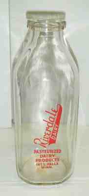 Vintage Riverdale Dairy 1 Quart - 32 Ounce Glass Milk Bottle