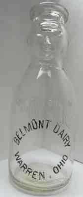 BELMONT DAIRY - COP THE CREAM - EMBOSSED QUART MILK -WARREN OHIO.