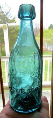 Lovely Iron Pontiled Teal Squat Soda - Burgin & Son's Philadelphia Glass Works 