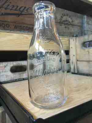 Vintage Quart Milk Bottle Illinois Dairy Peoria Illinois 1928