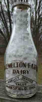 Raemelton Farm Dairy Mansfield OH Ohio 1 qt one quart milk bottle ONLY 1 ON EBAY