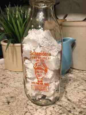 Quart Milk Bottle Schneider’s Dairy Pittsburgh PA