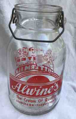 Vintage Wide Mouth One Gallon Alwine’s Dairy Johnstown PA Milk Bottle Buttermilk