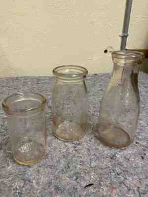 Three Vintage Bottles - Sunny Slope Farms - 2 sour cream, one milk