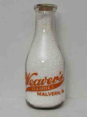 TRPQ Milk Bottle Weaver Weaver's Dairies Malvern PA Rhyme Mary Had A Little Lamb