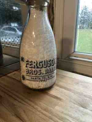 War Bonds WWII Pyro Milk Bottle Ferguson Bros Dairy SANTA FE NEW MEXICO NM