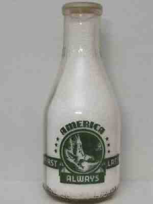 TRPQ Milk Bottle Harms Dairy Oakhurst Farm Savannah GA CHATHAM CO V#3 War Slogan