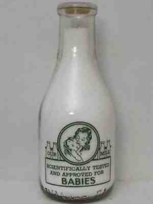 TRPQ Milk Bottle Harms Dairy Oakhurst Farm Savannah GA CHATHAM CO V#5 Mom & Baby