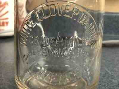 TREQ LEBANON PA WHITE CLOVER DAIRY FARM S.K. WENGERT QUART MILK BOTTLE