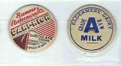 KY milk cap 2 lids,Eldermere Lexington Summe Ratermann Co. Chocolate Covington