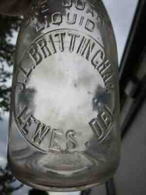 J. L. BRITTINGHAM LEWES, DELAWARE MILK BOTTLE RARE QUART