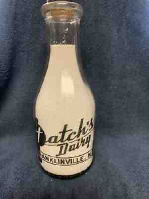 TRPQ MILK BOTTLE HATCH'S DAIRY STORE BOTTLE FRANKLINVILLE NY CATTARAUGUS COUNTY