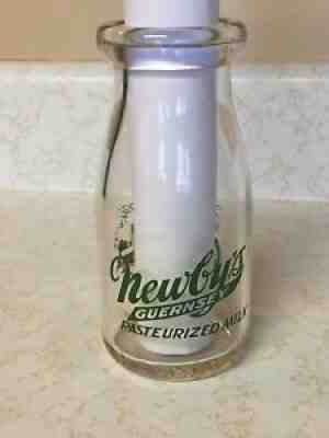 Half Pint Newbyâ??s Guernsey Dairy Milk Bottle North Vernon Seymour Indiana