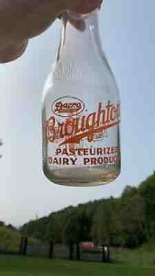 Broughtons QT Pyro Wartime War Milk Bottle Rare Marietta Ohio