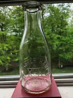 Vintage CASPER HART Dairy Embossed Round Qt. Milk Bottle, Ringtown PA