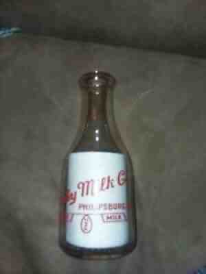 Vintage Purity Milk Co Quart Milk Bottle Philipsburg  Pa