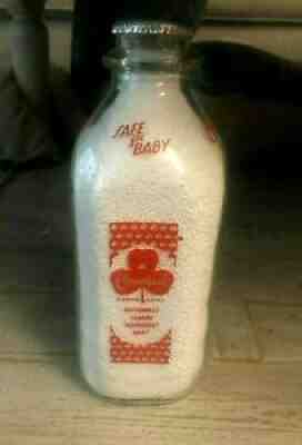 Vintage Cloverland Farms 1963 Dairy Milk Bottle - Baltimore, MD Full w/ Cap