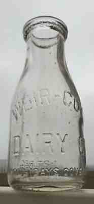 Holidays Cove West Virginia Weir-Cove Dairy Co.Pint Round Milk Bottle Real Nice!