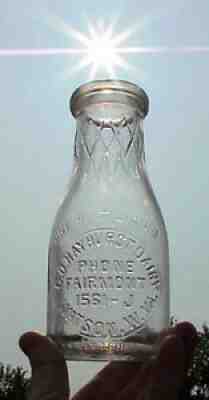 1948 C.O. HAYHURST DAIRY Watson W Va WV Milk Bottle Pint Ph Fairmont 1561-J NICE