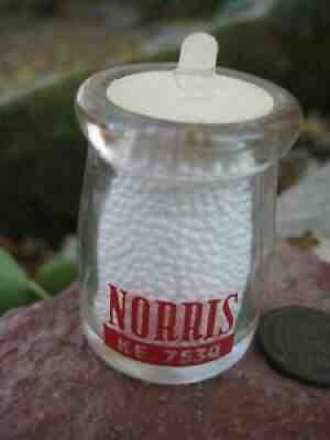 Norris dairy coffee creamer red pyro milk bottle KE. 7530 1/2 ounce oz. maverick