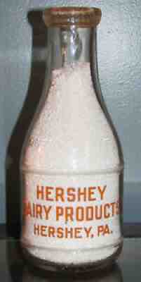 TRPQ HERSHEY DAIRY PRODUCTS MILTON CHOCOLATE HERSHEY, PA HOMOGENIZED MILK BOTTLE