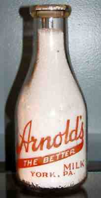 ARNOLD'S THE BETTER MILK YORK PA WAR SLOGAN UNCLE SAM FOOD FIGHTS DAIRY BOTTLE