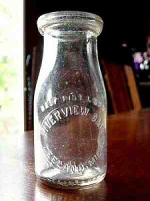 1930's RIVERVIEW Zeeland MICHIGAN Mich. Mi. 1/2 pint dairy milk bottle