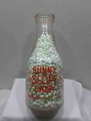 Vintage Sunny Slope Dairy Bottle Sprin City, Pa. Embossed 1Qt.