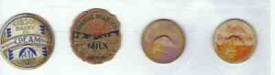 Pickerington Columbus Ohio 4 milk cap lids,Franklin County Gibson Sunrise Borden