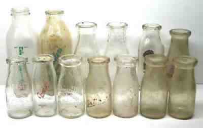 13pc Upstate New York NY Dairy Farm Milk Bottles Oneida Dewan Norwich Vintage+++