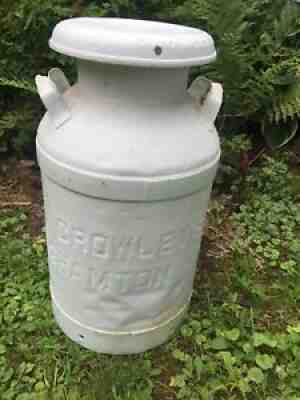 Vintage Decorated MILK CAN CROWLEY'S BINGHAMTON NY METAL W/LID 2-HANDLE 24â?