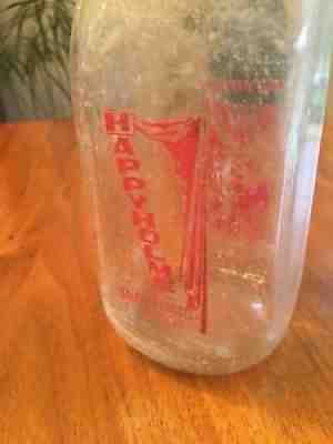 Vintage Antique Happy Holme Milk Bottle Lodi California Dairy Farm Glass 1 Qt