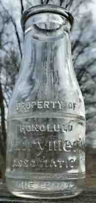 Honolulu Dairymen's Association milk bottle Hawaii HI 1 pt one pint 1 ON EBAY!