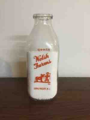 Welsh Farms Long Valley New Jersey NJ Painted Quart Milk Bottle TSPQ