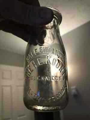 The H.E Koontz Creamery Westminster Maryland Half Pint Milk Bottle