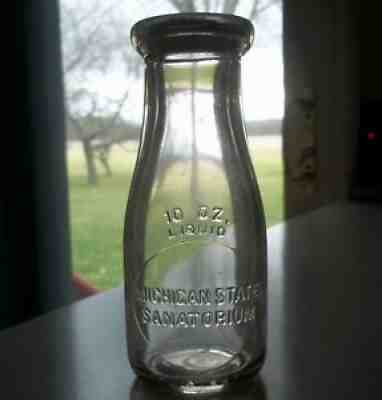 10oz MICHIGAN STATE SANATORIUM BOTTLES FROM WILLIMSTON MICHIGAN MICH MI