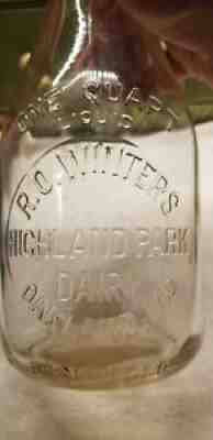 R. O Winters Highland Park Dairy Oakland Maryland Quart Milk Bottle