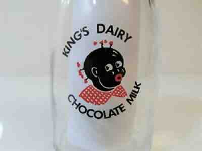 Vintage KING'S DAIRY CHOCOLATE MILK Half-Pint BOTTLE Black Americana 5 1/4