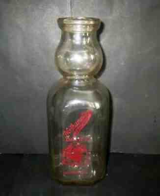 Large Antique Pennsylvania GLASS CREAM TOP MILK BOTTLE - NORTHAMPTON