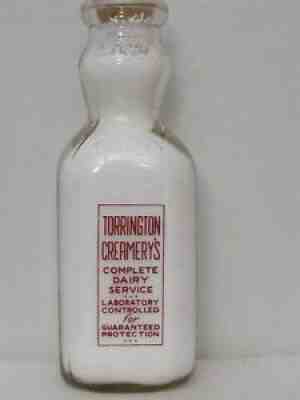 TSPQCT Milk Bottle Torrington Creamery Dairy Torrington CT MODERN TOP CREAM TOP