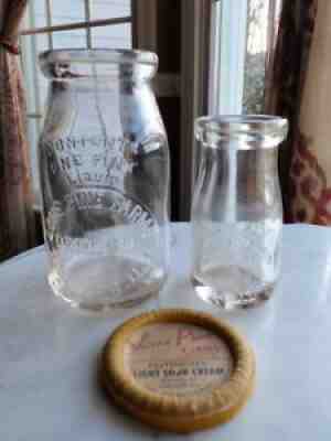 LONE PINE FARMS DAIRY Milk Bottles & Cap Hanover NJ 1 Pint & 1/4 Pint