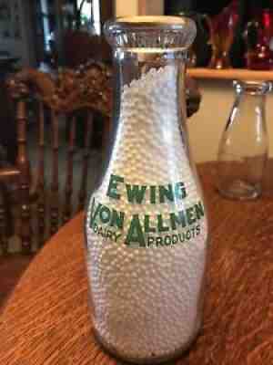 Ewing Von Allmen Dairy Products Madison In Ind Indiana Milk Bottle Grn Qt Nice!