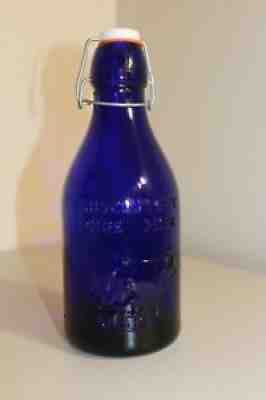 Cobalt Blue Thatcher's Dairy One Quart Milk Bottle 1965 Absolutely Pure Milk