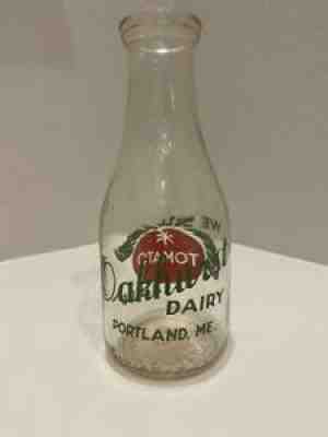 OAKHURST DAIRY PORTLAND, ME. One Qt Glass Milk Bottle