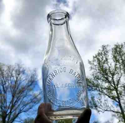 Qt Milk Bottle Henrico Dairy Chas J Arnold Brunswick MD Frederick County Scarce